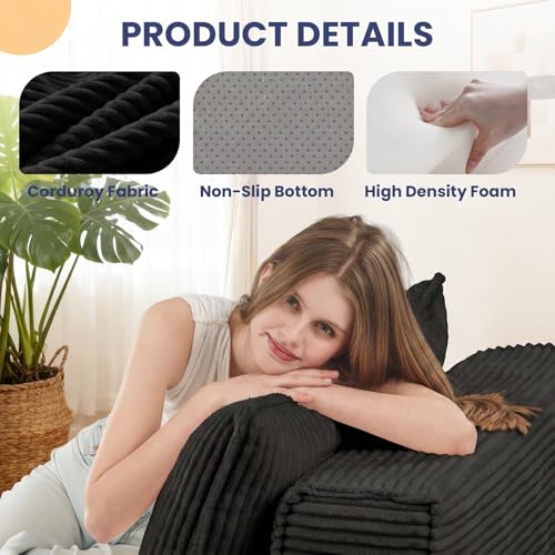 Image of Erament Folding Sofa Bed, 8 inch Convertible Sleeper Sofa Fold Out Chair Bed with Pillow, Portable Floor Couch Lounge Sofa for Living Room Bedroom Guest Room, Black