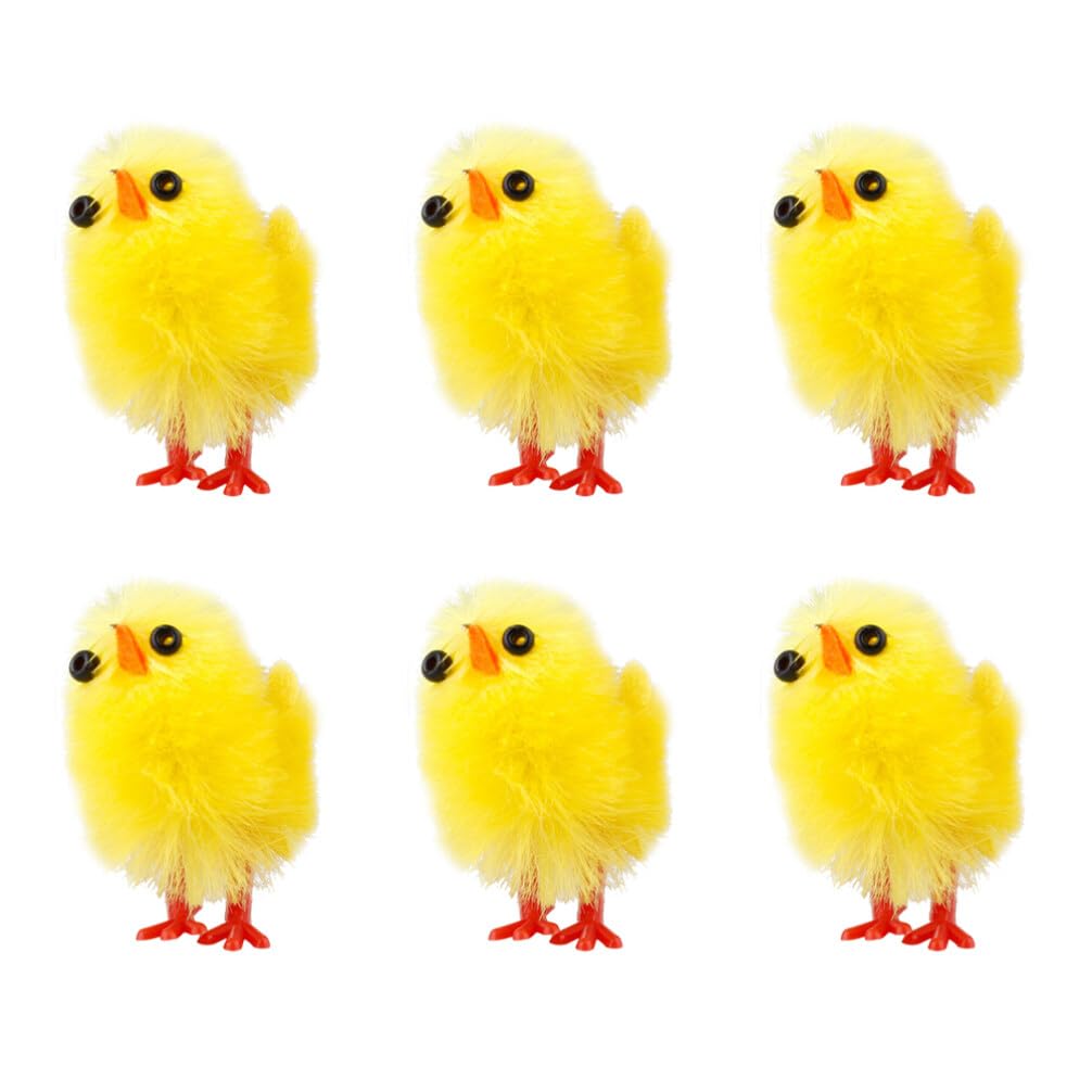 Luxshiny Decoraciones De Pollitos De Pascua Amarillos: 6 Piezas De Mini Pollitos Amarillos Adornos De Pollitos De Decoración De Pascua 3 Cm Para Decoraciones De Fiesta De Pascua Decoración