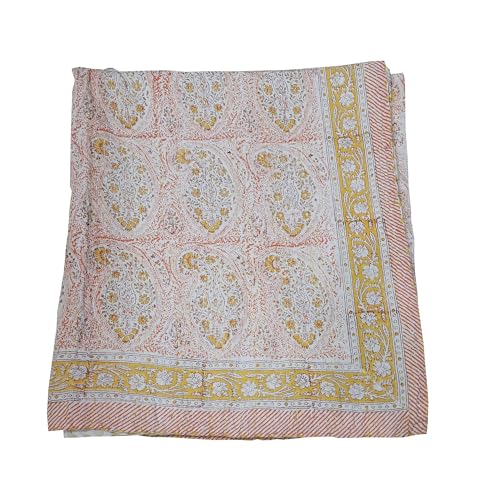 Exportindia New Indian Hand Made Kantha Quilt Cotton Soft fine Cotton Hand Block Printed Kantha Quilt Cotton Blanket Bed Cover Bedspread Hand Made Kantha Quilt (King/Queen Size 90x108 Inch)