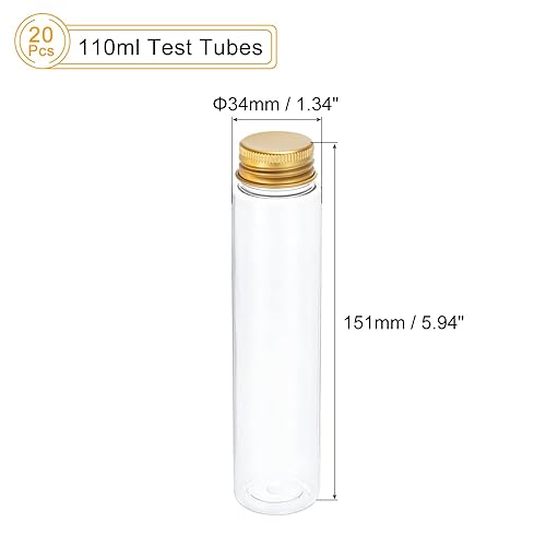 Miniatura 2 de PATIKIL Tubos de ensayo de plástico de 3.7 fl oz con tapas de rosca, 20 tubos de 5.945 x 1.339 in para decoración de fiestas científicas,