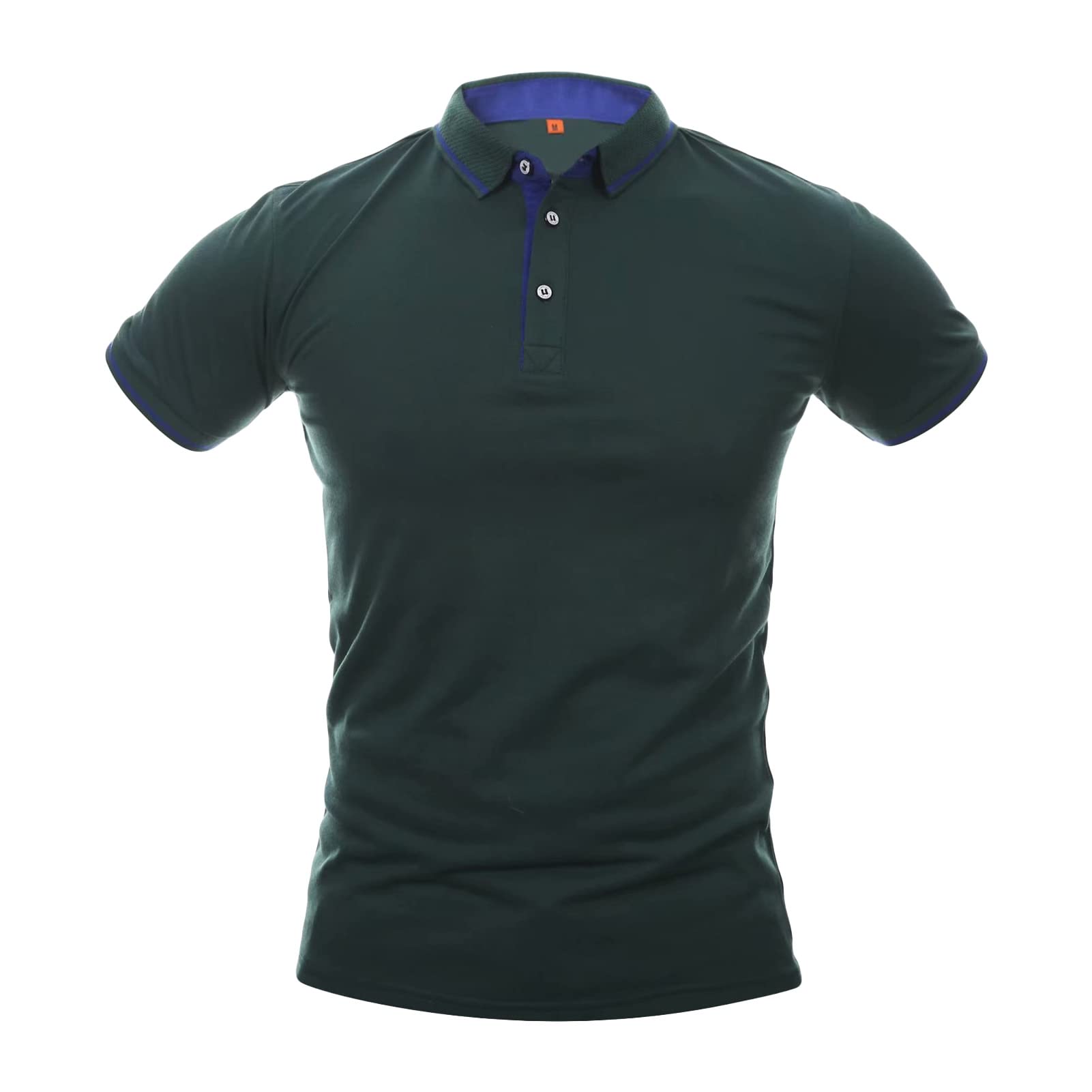 Maiyifu-GJ Men's Outdoor Sport Polo Shirt Lightweight Regular Fit Solid Tennis Shirts Casual Short Sleeve Slim Golf Shirts (Dark Green,Large)