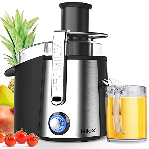 Centrifugal Juicer Machine - Juice Maker Extractor,Juice Processor Fruit and Vegetable,Easy to Clean Stainless Steel Power Juicer,Dual Speed,Big Mouth 3 Inches Feed Chute,Anti-drip,BPA Free (Silver)