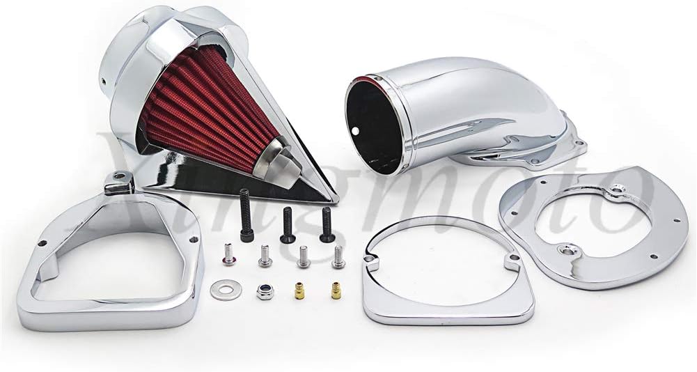 AfterMokit Triangle Spike Air Cleaner Intake with Red Filter for Shadow Aero 750 VT750C 1998-2000 Ace 750 VT750CD 1998-2001 Spirit 750 VT750DC 2001-2002 VT750CDA 2002-2003 VT750DCA 2003-2007 Chrome