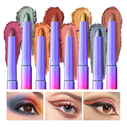 EYESEEK 8PCS Cream Eyeshadow Stick Makeup,Neutral Matte Eye shadow Pencil Crayon Sticks for eyes ,Eye Brightener Stick with Waterproof & Long Lasting,Hypoallergenic Shadow stick Set