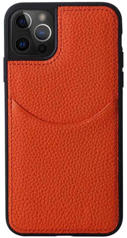 Étui iPhone 12 Pro antichoc orange cuir porte-cartes protection écran