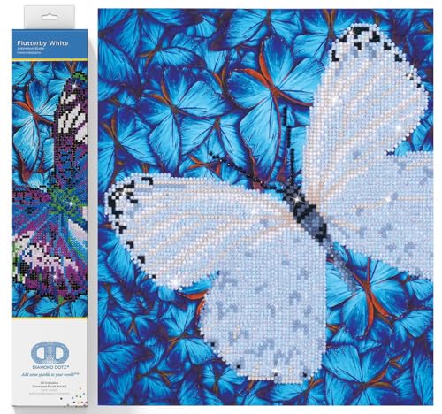 DIAMOND DOTZ Flutterby White Diamond Painting Kits for Adults - Diamond Art Kits a Relaxing Creative Craft Kit with Dotz Gems 12x12