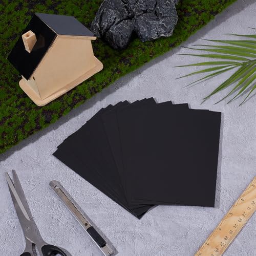 Image of OLYCRAFT 12 Sheets Black ABS Plastic Sheet 5.9x3.9 Inch ABS Plastic Panel 0.5mm Thick Hard Plastic Sheet Polystyrene Flexible Plastic Board Sheet for Building Model Material Supplies