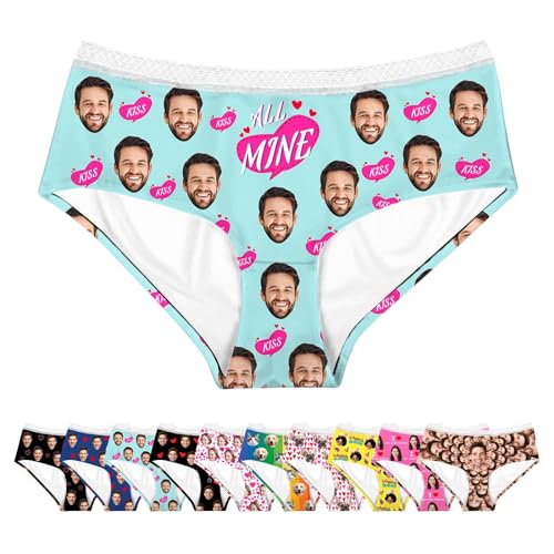 LucBuy Braguita de Bikini Personalizada con Foto, Ropa Interior Personalizada para Mujeres, Novedad Calzoncillos Marido Esposa Cara Imagen Bragas, Regalos de Cumpleaños Divertidos de Bragas (A251)