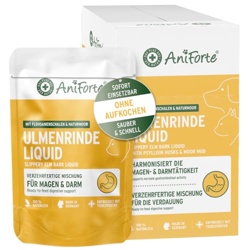 AniForte Ulmenrinde Liquid Hunde & Katzen 14x30g Sofort verzehrfertig kein Aufkochen Magen-Darm-Kur bei Sodbrennen & Durchfall Verdauung stärken mit Flohsamen Heilmoor & Slippery Elm