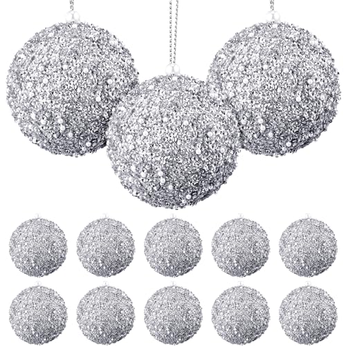 Poen 10 Pcs 4.13" Christmas Ball Ornaments Shatterproof Christmas Decorations Tree Balls Xmas Plastic Hanging Pearl Balls for Wedding Holiday Party Tabletop Festival Decoration (Red) by Poen - Used condition - US$9.58
