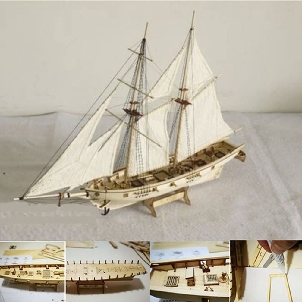 1 Set Assembling Building Kits Ship Model Wooden Sailboat Toys Sailing Model Assembled Wooden Kit DIY Wood Crafts
