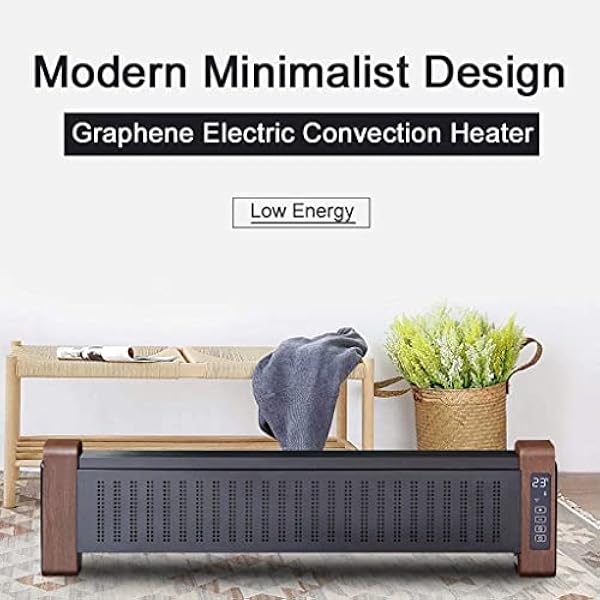 VIROYA Riscaldatore, riscaldatori a battiscopa per la casa con termostato/Timer - termoventilatore Elettrico a convettore in grafene da 2200 W a Basso consumo energetico - può Essere azionato Tramite