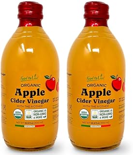 Food To Live Organic Apple Cider Vinegar, 500 ml – Raw Italian Natural Vinegar with the Mother, Unfiltered, Unpasteurized, Non-GMO, Vegan, Bulk, Glass Bottle (Pack of 2)