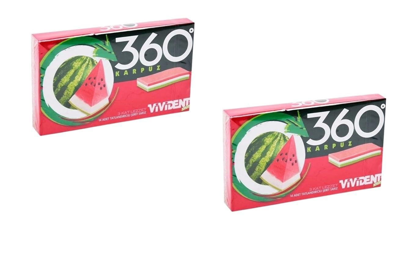 Vivident 360 Karpuz Aromalı Şekersiz-Tatlandırıcılı Şerit Sakız 33g (2 ADET)