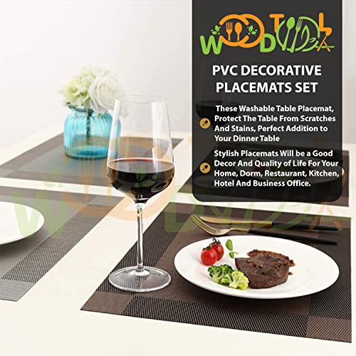 Image of Dining Table Placemats - 2pcs PVC Heat Resistant Washable Kitchen Mats for Dinner and Table Decor (2-Piece, Brown)