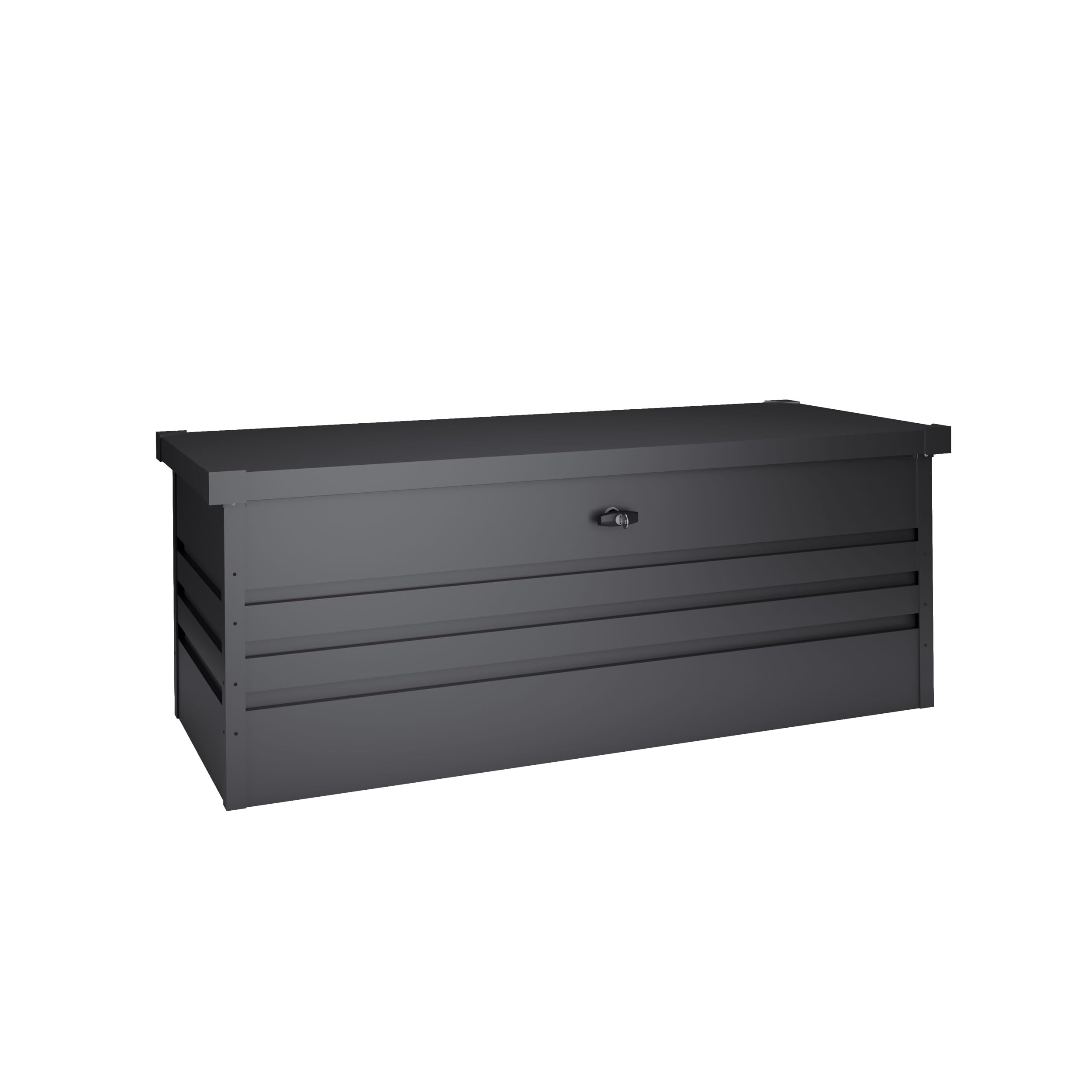 Hoggar Box da giardino in metallo, XXL, 716 litri, spessore 0,40 mm, resistente alle intemperie, per esterni, chiave inclusa, coperchio pieghevole, fondo incluso, cassapanca da giardino, impermeabile,