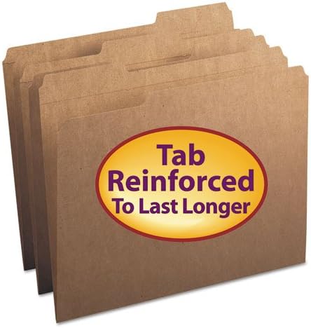 Smead 10734 Kraft File Folders 1/3 Cut Reinforced Top Tab Letter Kraft 100/Box