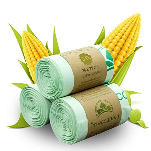 Yunt-11 Biodegradable Trash Bag, 100 Compostable Trash Bags,Strong Eco-Friendly Rubbish Bags Wastebasket Liners Bags Kitchen Bags, Extra Thickening Bag for Home Office Car,6/8/10/30L