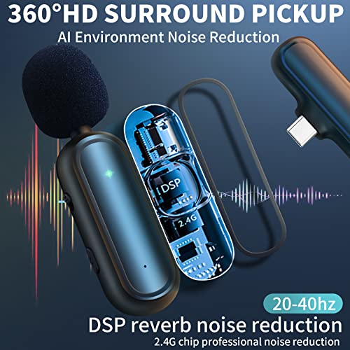 Iiq 2 Pack Wireless Lavalier Microphone For Android, Iphone Ipad With Adapter And Charging Case, 10 Hours Long Battery Life, Clip On Lapel Mic For Facebook, Vlog, Interview, Tiktok, Youtube 70Ft #TOP1