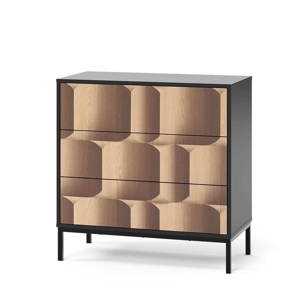 Vicco Commode Eliza, Noir/chêne, 80x81.2cm