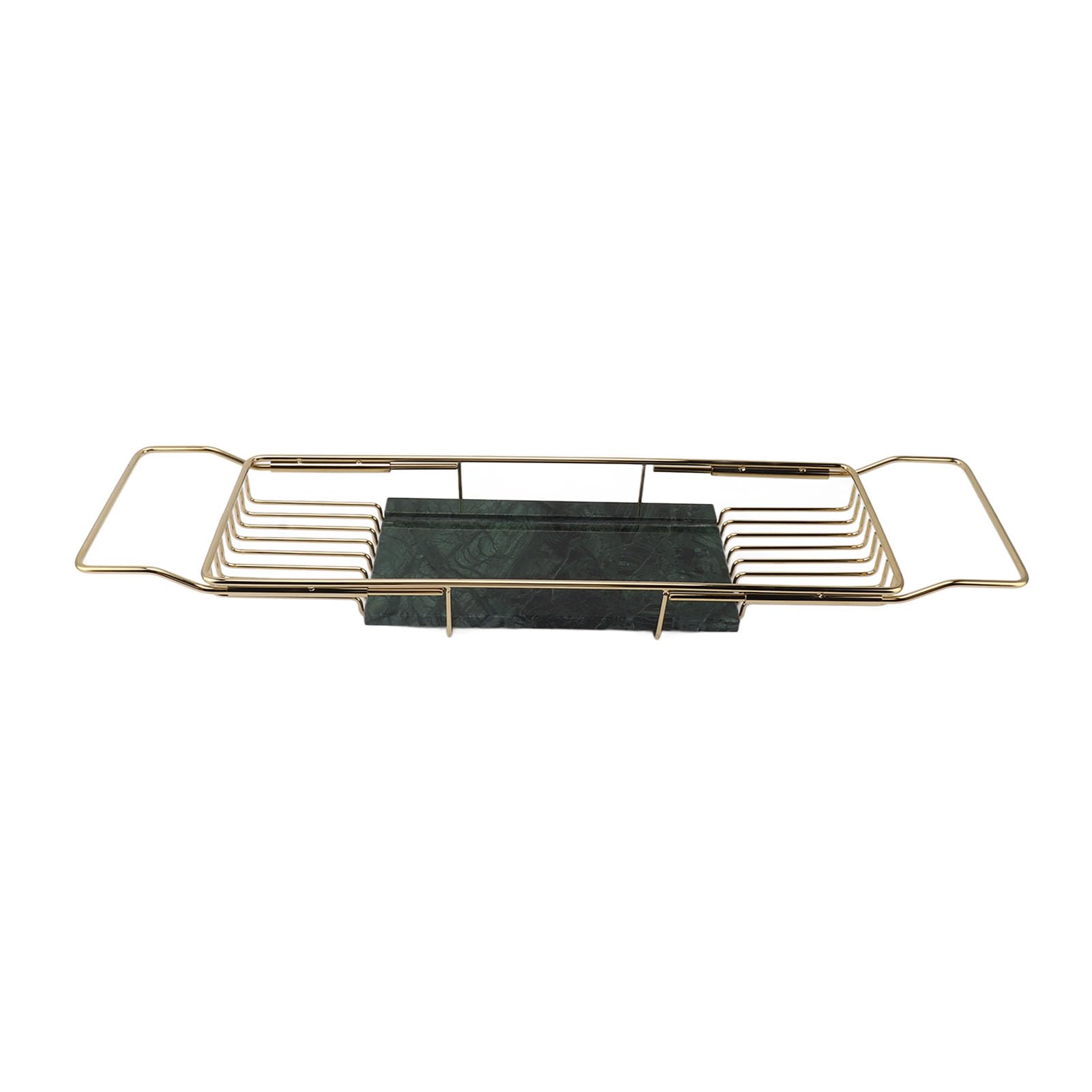 JKJZSALJ Marble Expandable Bathtub Tray Caddy - Elegant Spa Shelf For Relaxation Bath Accessories Adjustable Design In Any Tub-Gold Green
