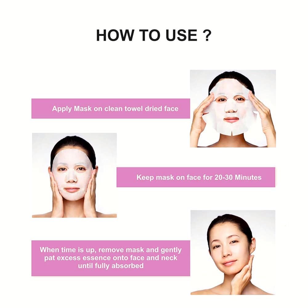 PRATHNA CREATION Face Sheet Mask Set, 10 Variants, 25g Each - Lemon, Aloe Vera, Mix Fruit, Coconut, Pomegranate, Retinol, Papaya, Vitamin C, Hyaluronic Acid, H2O 2