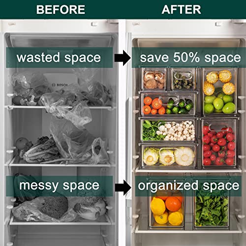 LALASTAR Refrigerator Organizer Bin with Pull-out Drawer, Large Fridge Organizer and Storage Clear, Stackable Pantry Org - Additional View