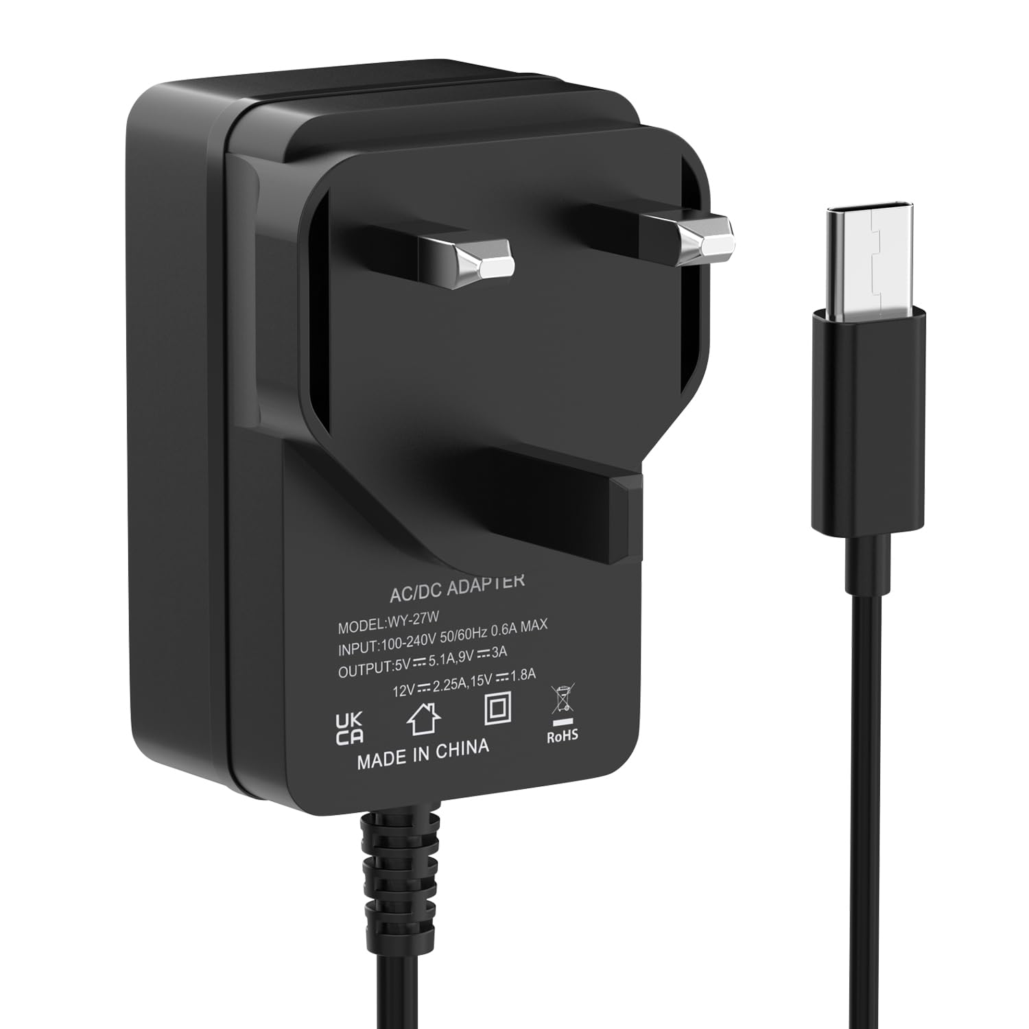 27W Power Supply Compatible with Raspberry Pi 5