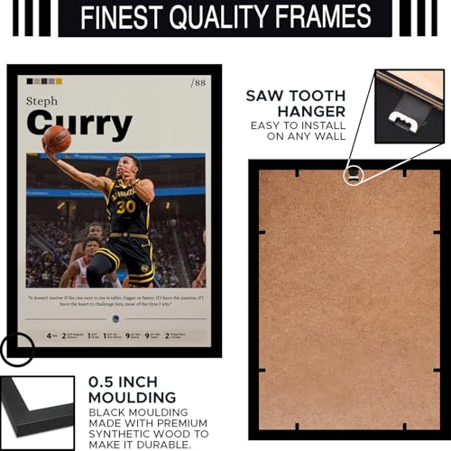 Image of BLINKART Steph Curry NBA BasketBall Player Synthetic Wood Photo Framed Wall Hanging Poster For Room & Office Bedroom Living Boys and Girl Room Home Wall Hanging(13 * 10 Inches)