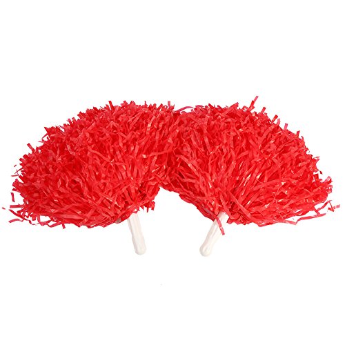 VGEBY 2pcs Cheerleading Pom Poms Cheerleader PON-PON Accessori Sportivi da Ballo(Rosso)