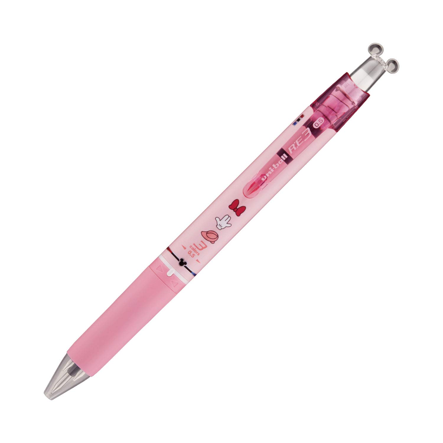 Mitsubishi Pencil URE3600D05.MN Uni-Ball RE3 Erasable Tri-Color Ballpoint Pen, 0.5, Minnie