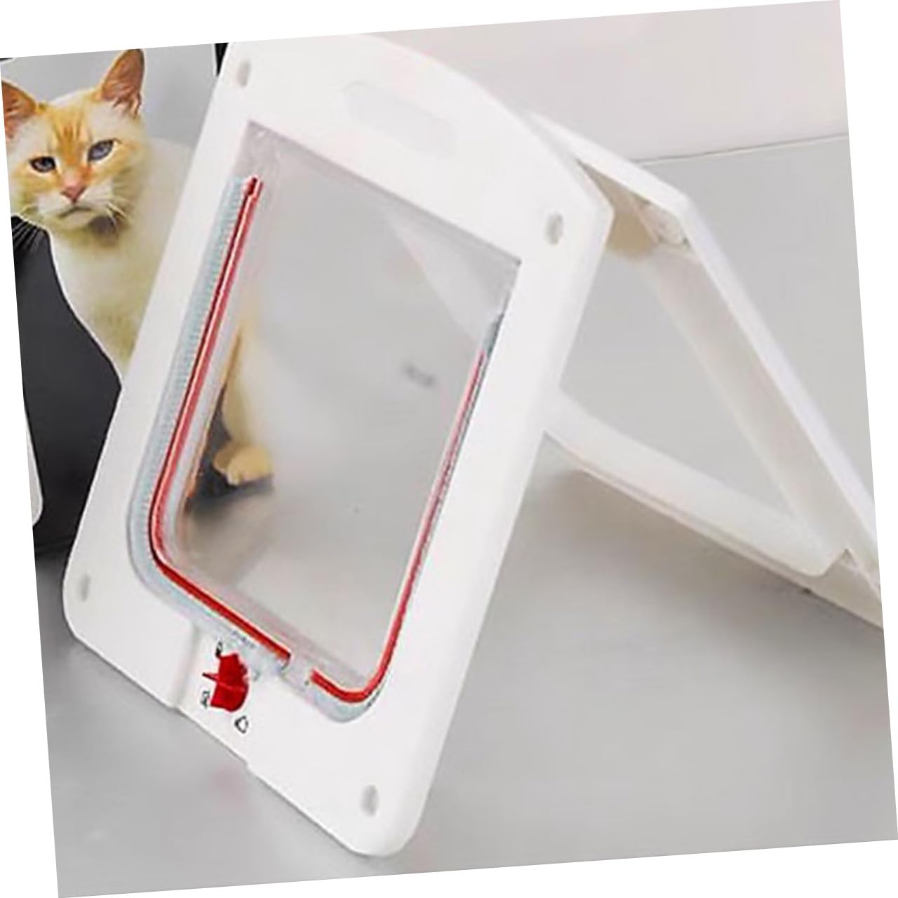 Lot de 2 Portes à Chatière pour Animaux Domestiques, Compatibles Chiens et Chats, pour Portes Intérieures, Installation Rapide Système de Commande