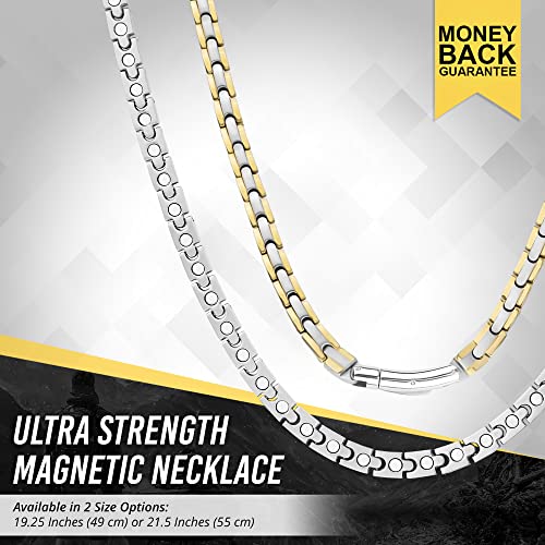 MagnetRX Titanium Magnetic Necklace – Ultra Strength Magnetic Necklaces for Women & Men – Effective Titanium Necklace with 55 Magnets (Silver & Gold, 19.25 Inches)3