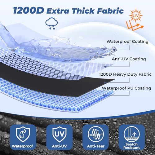 RVMasking Upgraded 1200D T-Top Boat Cover 100% Waterproof Heavy Duty Tear-Resistant Polyester with Motor Cover for Center Console Boat with T TOP Roof, 26'-28' Long Beam Width up to 116", Black by RVMasking - Used condition - Image 2