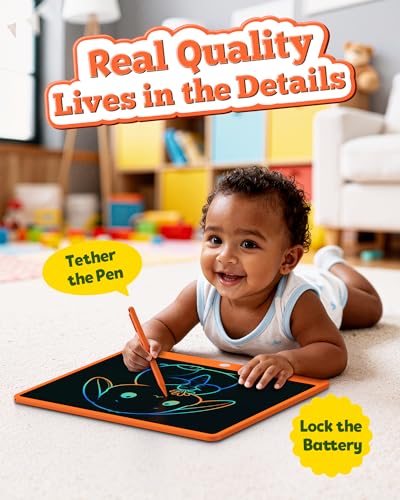 Image of Bravokids 16 Inch LCD Writing Tablet for 3-8 Year Olds - Electronic Drawing Pad and Doodle Board as Educational Birthday Gifts for Girls and Boys (Orange)