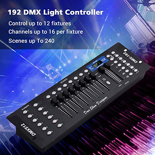 DMX512 Light Controller Console Painel 192CH Programação Função Som Ativado com Tela LED Antena para