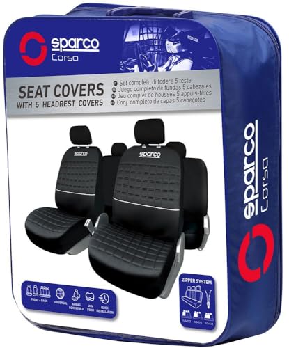Sparco SPC1042SV Set Coprisedili Per Auto, 11 Pezzi, Lazio, Grigio - 3