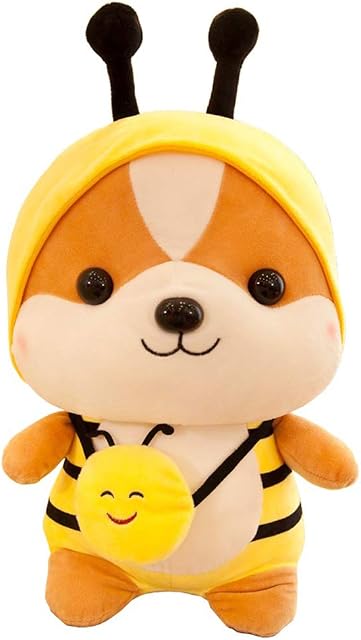 FeiWen Lovely Soft Squirrel Animal Creative Squirrel Cutest Doll Transformed dinosaur/ bee/ elk/ unicorn Stuffed Plush Toy (bee, 9.8in)
