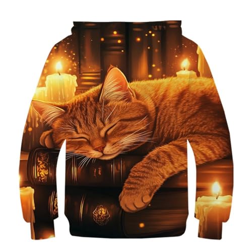 Sweat à capuche haut de gamme imprimé chat 3D premium 9-11 ans - 3