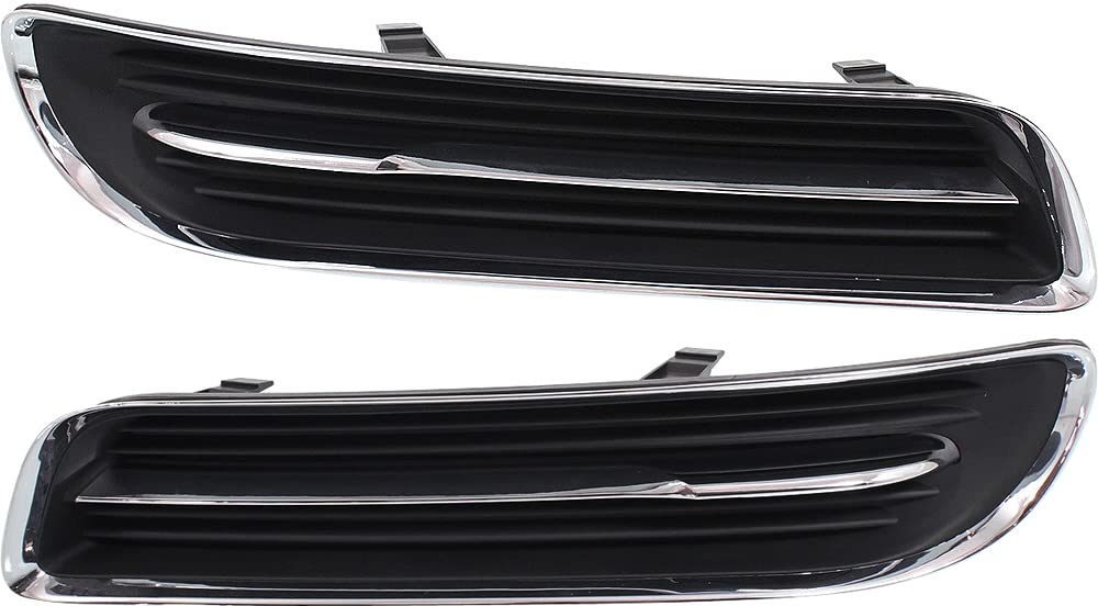 Evan Fischer Front Fog Light Cover Set Compatible with 2011-2014 Chrysler 300 Black and Chrome CH1039127, CH1038127