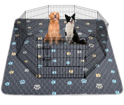 Image of Washable Pee Pads for Dogs, 48'' x 48'' Large Reusable Puppy Pads, 2 Pack | Super Absorbent, Leakproof, Machine Washable, Reusable Dog Pee Pads, Large Playpen Mat, Whelping Pad