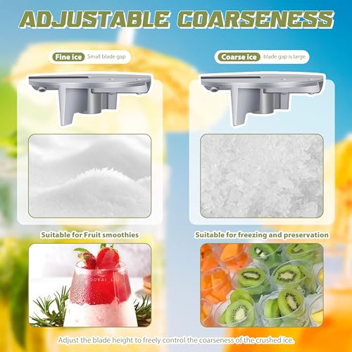 Elektrischer Ice Crusher 300W, Edelstahl Eisbrecher 65kg/h, Acht Klingen Ice Shaver Machine mit Schüssel, Ice Crushers Machine für die Zubereitung von Smoothies, Kaltgetränken, Milchtee
