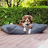 4L Textil Molly Hundekissen flauschig Cord Hundebett Grosse Hunde mit Bezug und Reißverschluss kuscheliges Hundekissen waschbar (100x80 cm, Graphit(Stripes))