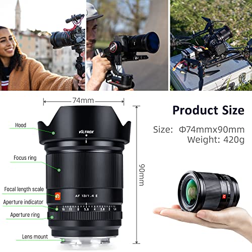VILTROX 13mm F1.4 e Mount Weitwinkel Objektiv APS-C Prime Objektiv für Sony E ZV-E10 a600 a6600 a6100 a6000 a7 a9 – Bild 4