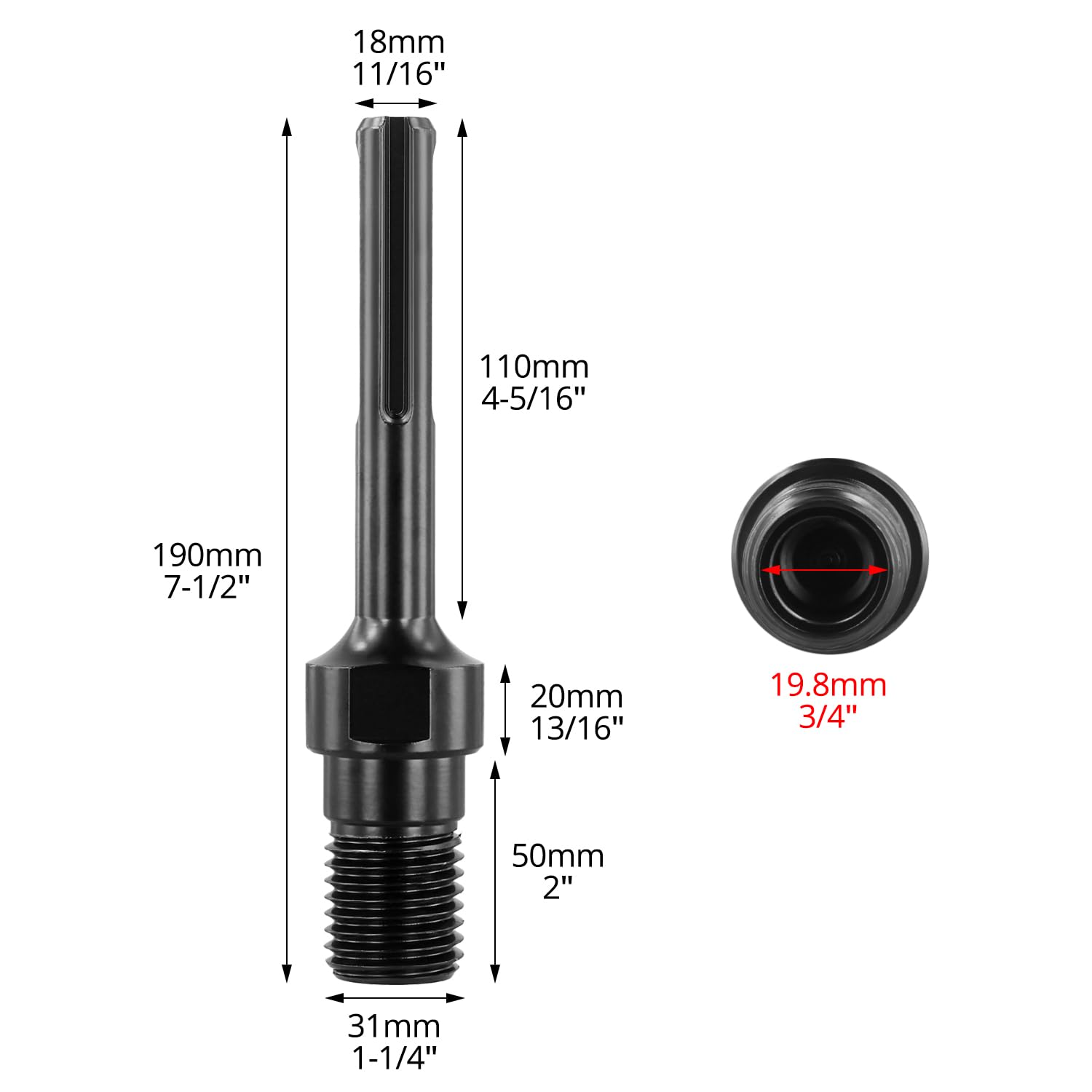 QWORK® Adattatore 1-1/4" UNC, Adattatore per Punta da Trapano, Compatibile con Max Plus