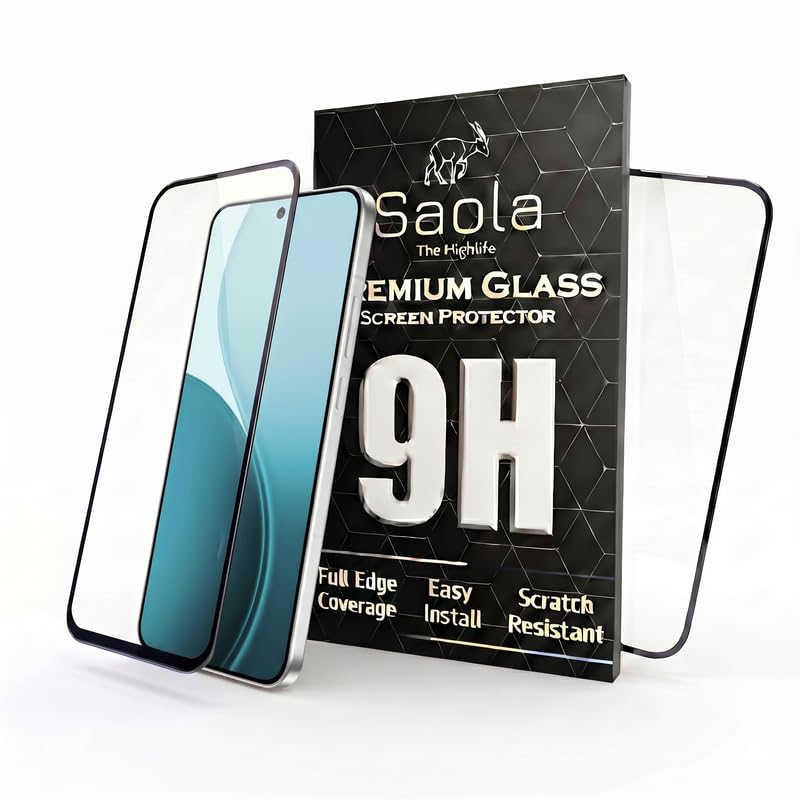 Image of Saola HD Clear Tempered Glass for Oppo Reno 14 Pro 5G | High Strength 9H Protection, Smooth Touch, Full Coverage Screen Guard, 2-Step Installation Kit | Quick & Easy Application (Pack of 2)