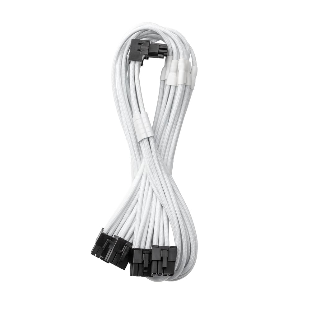 CableMod E-Series Pro ModFlex Sleeved 12V-2x6 12VHPWR 90° StealthSense PCIe Cable for EVGA G/G+ / P/P+ / T (Variant A, White)