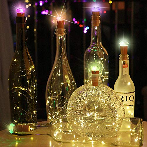 M.C.works 7 Color Flashing Wine Bottle Lights, Wine Cork String Lights, 16 LEDs Battery Operated Cork Stopper Vase Light Centerpieces Bottles DIY Mood Lights Decor, 55 in.(Pack of 6) - Thumbnail 4