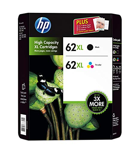 HP 62XL   Cartucho de tinta para impresoras (Original, Tinta a base de pigmentos, Negro, Cian, Magenta, Amarillo, 2 pieza(s), F6U02BN, HP)