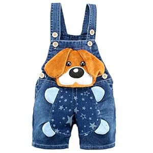 KIDSCOOL SPACE baby zomer katoenen denim lachende aap zachte korte overall